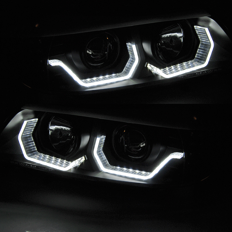 2 BMW Serie 3 E90 E91 Angel Eyes LED 05-12 Scheinwerfer Iconic Look - Schwarz