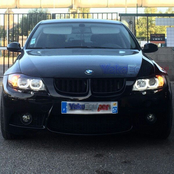 2 BMW Serie 3 E90 E91 Angel Eyes LED U-LTI 05-08 Headlights - Chrome