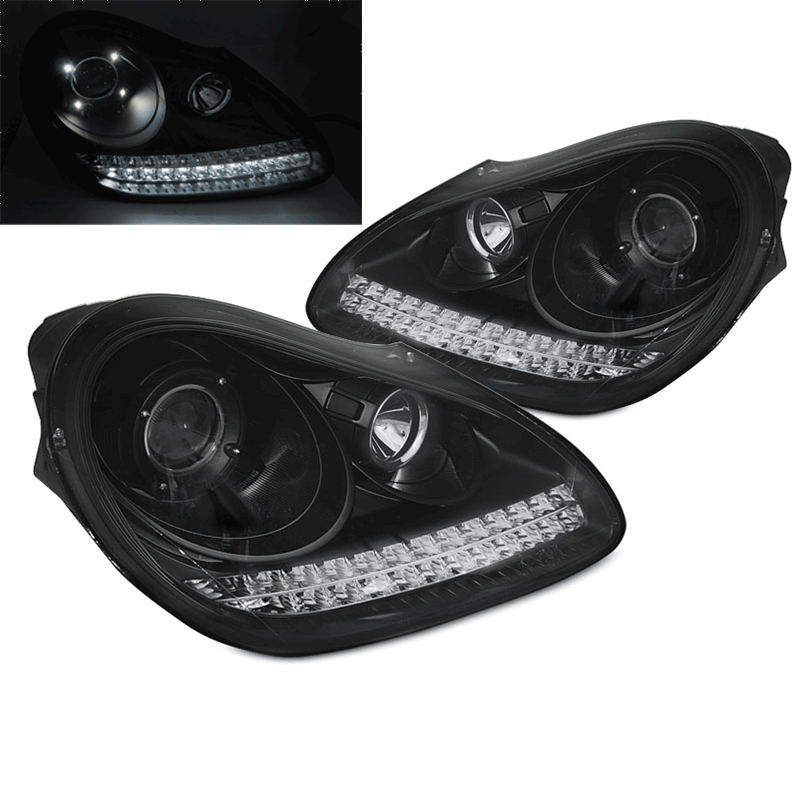 2 Phares xenon Porsche Cayenne DRL LED 03-07 - Noir