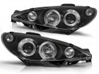2 Phares avant Peugeot 206 Angel Eyes H7 02-07 - Noir