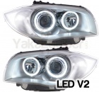 2 Phares avant BMW Serie 1 E81 E82 E87 Angel Eyes LED V2 DEPO 04 et + - Gris