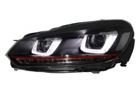 2 Phares avant VW GOLF 6 3D LED 08-13 Noir+rouge - dynamiques
