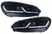 2 Phares avant VW GOLF 6 LED 08-13 look facelift G7.5 black - dynamiques