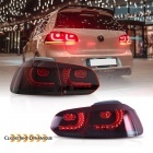 2 Feux arriere VW Golf 6 - fullLED dynamiques - look R20 - Rouge Cerise