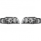 2 Phares avant VW Passat B5 (3B) Angel Eyes LED- 96-00 - Chrome