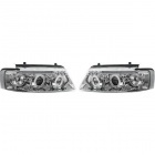 2 Phares avant VW Passat B5 (3B) Angel Eyes LED- 96-00 - Chrome