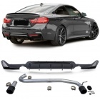 Diffuseur Echappement arriere BMW serie 4 F32 F33 F36 double sortie - noir brillant
