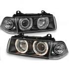 2 Phares avant BMW Serie 3 E36 Angel Eyes halogene 90-98 - Noir