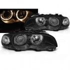2 Phares avant LED angel eyes jaune - BMW E46 coupe cab 99-03 - Noir
