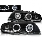 2 Phares avant LED angel eyes - BMW E46 coupe cab 99-03 - Noir