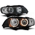 2 Phares avant BMW X5 E53 Angel Eyes 99-03 - Noir