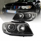 2 Phares avant BMW Serie 3 E90 E91 Angel Eyes LED V2 DEPO 05-11 - Noir