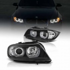 2 Phares BMW Serie 3 E90 E91 Angel Eyes LED U-LTI 05-08 - Noir