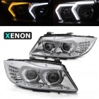 2 Phares xenon AFS BMW Serie 3 E90 E91 LCI Angel Eyes LED 09-11 - look Iconic 2 - Chrome