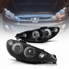2 Phares avant Peugeot 206 Angel Eyes jaune - Noir