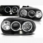 2 Phares avant VW GOLF 4 Angel Eyes blanc 97-03 - Noir