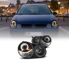 2 Phares avant VW Polo (9N) Angel Eyes - Noir