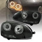 2 Phares avant VW Golf 5 Angel Eyes - Noir