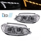 2 Phares fullLED avant VW Golf 7.5 phase 2 - Chrome - Dynamiques