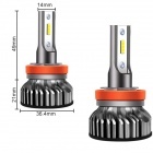 2 Ampoules LED H11 courtes ventilées 10000lumens 6000K - Blanc Pur