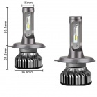 2 Ampoules LED H4 courtes ventilées 10000lumens 6000K - Blanc Pur