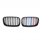 Grilles calandre BMW X5 E70 X6 E71 look couleur M - Noir Brillant