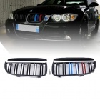 Grilles calandre BMW Serie 3 E90 E91 05-08 look couleur M - Noir Brillant