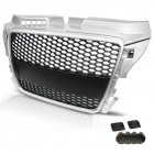 Grille calandre Audi A3 8P 08-12 - look RS3 - Argent noir