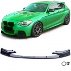 Spoiler lame de pare choc - BMW Serie 1 F20 F21 10-14 1 piece - look mperf - noir brillant