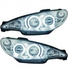 2 Phares avant Peugeot 206 Angel Eyes CCFL 98-02 - Chrome