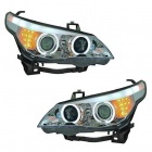 2 Phares avant BMW Serie 5 E60/E61 halogene Angel Eyes CCFL 03-07 - Chrome