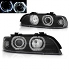 2 Phares avant BMW Serie 5 E39 Angel Eyes LED - Noir
