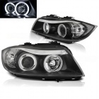 2 Phares avant BMW Serie 3 E90 E91 Angel Eyes CCFL 05-08 - Noir