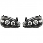 2 Phares avant Opel Corsa C 00-06 angel eyes - Noir