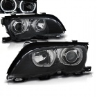 2 Phares avant BMW E46 Berline Angel Eyes LED Depo V2 - 01-05 - Noir