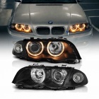 2 Phares avant angel eyes jaune - BMW E46 98-01 - Noir
