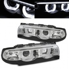 2 Phares BMW Serie 7 E38 Angel Eyes LED U-LTI 94-01 - Chrome