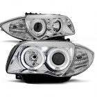 2 Phares avant BMW Serie 1 E81 E82 E87 Angel Eyes 04 et + - Chrome