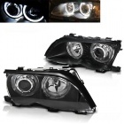 2 Phares avant BMW E46 Berline Angel Eyes LED Depo V2 - 01-05 - Noir