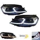 2 Phares avant VW Golf 7 - look R - Noir - Dynamiques