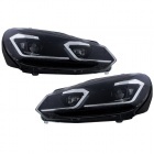2 Phares VW GOLF 6 LED 08-13 look facelift G7.5 chrome - dynamiques