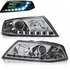 2 Phares avant Skoda Octavia 2 devil eyes LED - 04-08 - Chrome