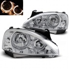 2 Phares avant Opel Corsa C 00-06 angel eyes - Chrome
