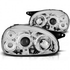 2 Phares avant Opel Corsa B 93-00 angel eyes - Chrome