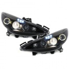 2 Phares avant Peugeot 207 Angel Eyes - Noir
