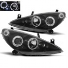 2 Phares avant Peugeot 307 01-05 Angel Eyes blanc - moteur - Noir