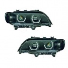 2 Phares BMW X5 E53 Angel Eyes 3D LED 99-03 Noir
