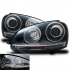 2 Phares avant VW golf 5 style GTI - Noir Chrome