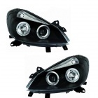 2 Phares avant Renault Clio 3 05-09 Angel Eyes - Noir