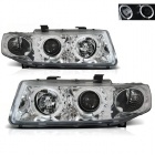 2 Phares SEAT Leon Toledo 1M 99-04 - Angel Eyes LED - Chrome